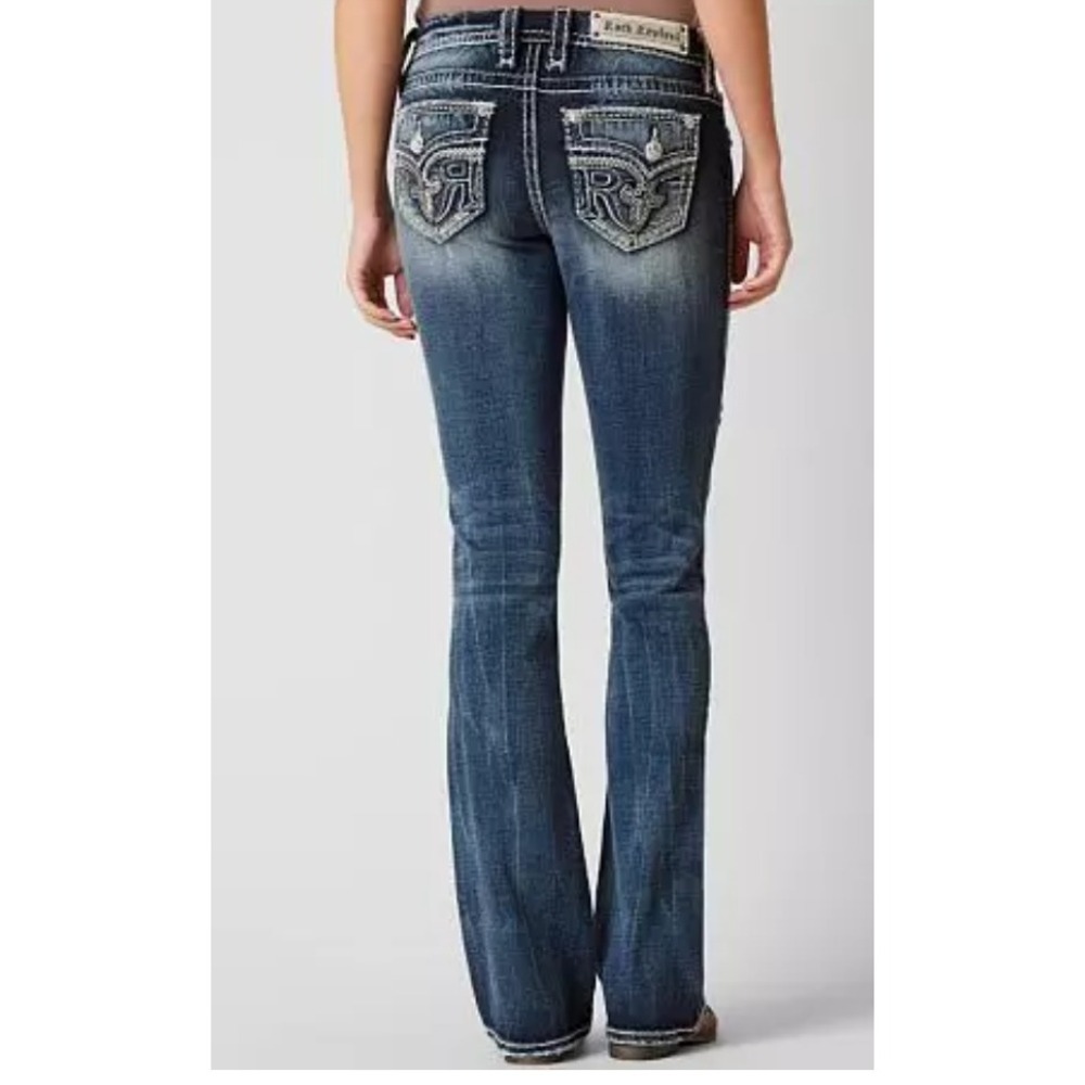 Rock Revival Womens 28 Sundee Bootcut Jeans Embroidered Flap Pockets‎ Stretch